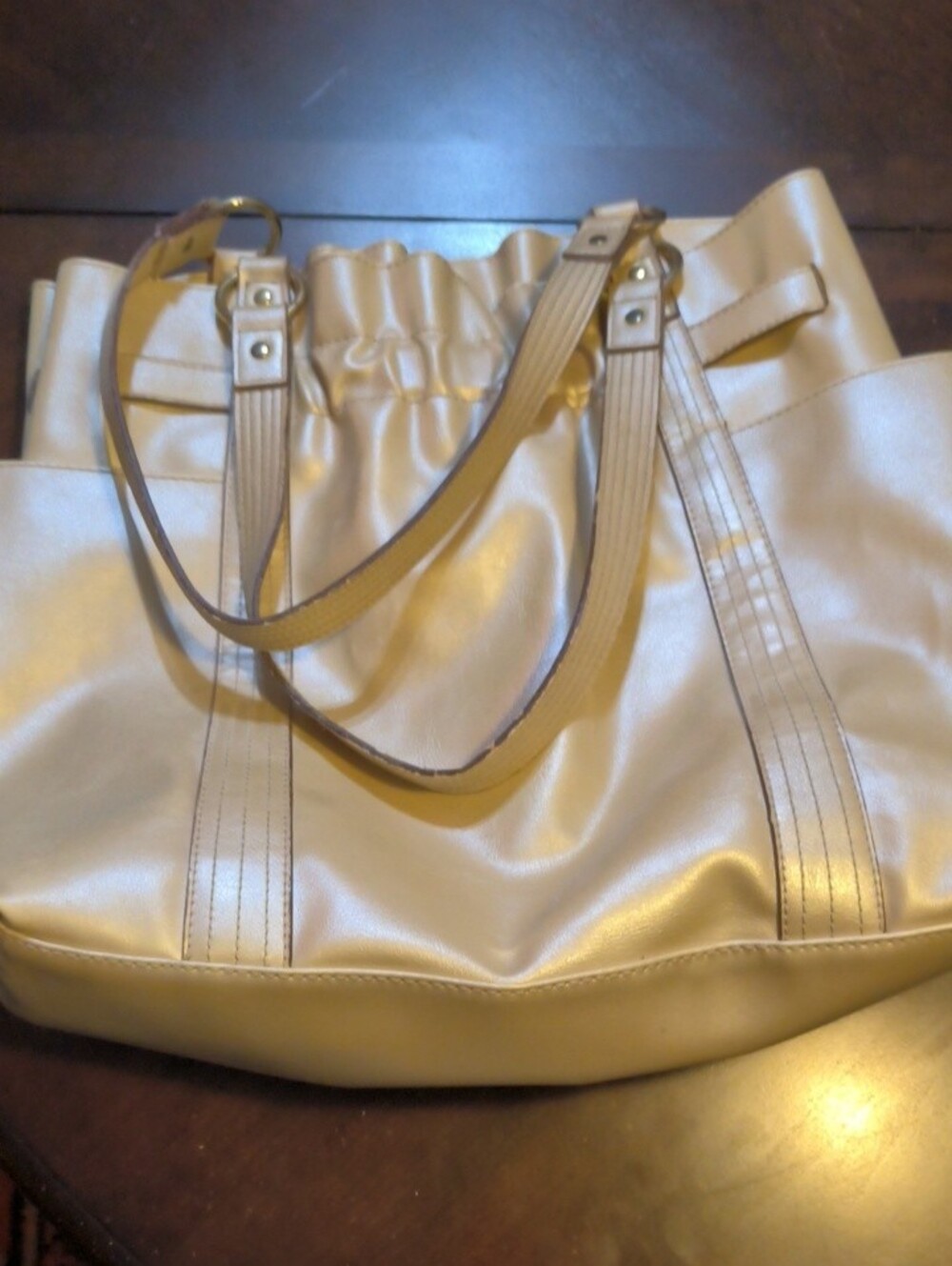 Axcess Metallic Cream Drawstring Tote - Picture 2 of 6